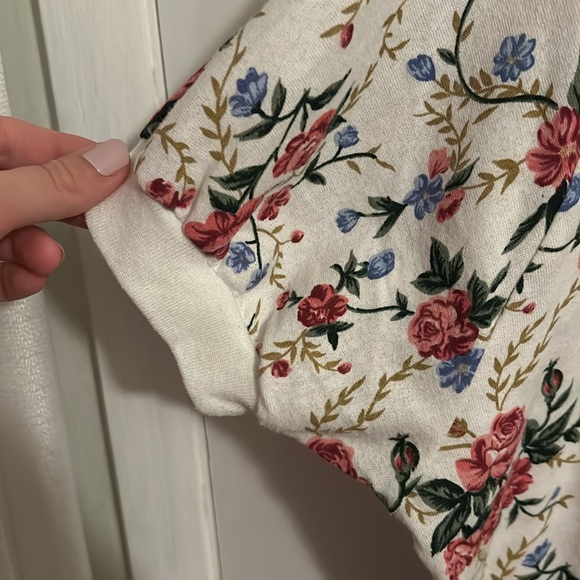 Vintage Floral Short Sleeve Sweatshirt XL - Picture 4 of 4